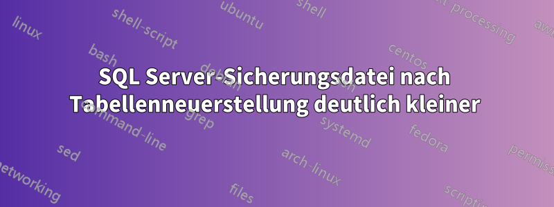 SQL Server-Sicherungsdatei nach Tabellenneuerstellung deutlich kleiner