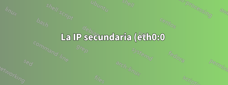 La IP secundaria (eth0:0) actúa como la IP del servidor principal.