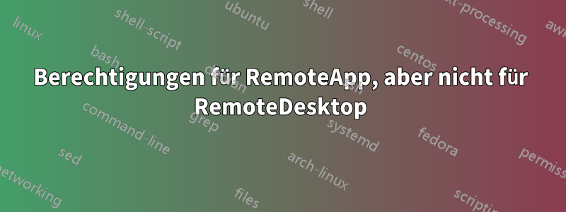 Berechtigungen für RemoteApp, aber nicht für RemoteDesktop