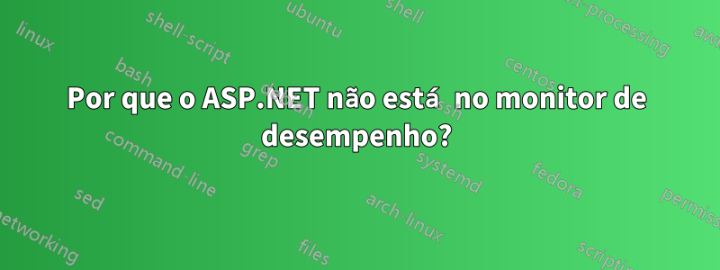 Por que o ASP.NET não está no monitor de desempenho?
