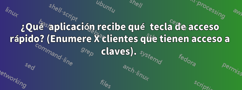 ¿Qué aplicación recibe qué tecla de acceso rápido? (Enumere X clientes que tienen acceso a claves). 