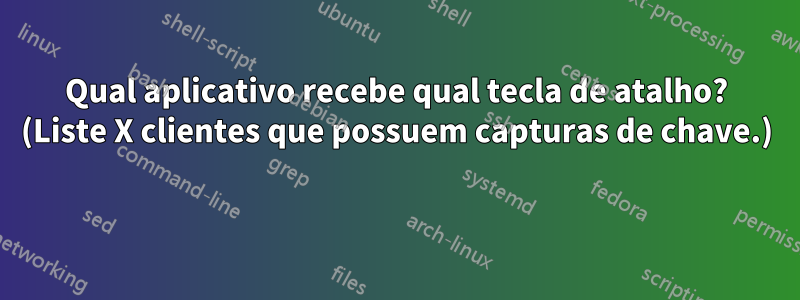 Qual aplicativo recebe qual tecla de atalho? (Liste X clientes que possuem capturas de chave.) 