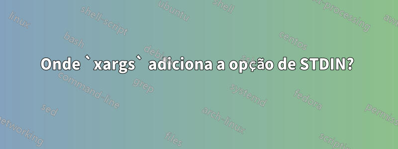 Onde `xargs` adiciona a opção de STDIN?