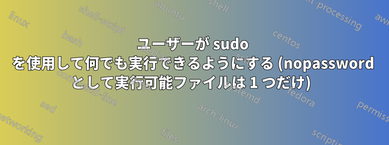 ユーザーが sudo を使用して何でも実行できるようにする (nopassword として実行可能ファイルは 1 つだけ) 