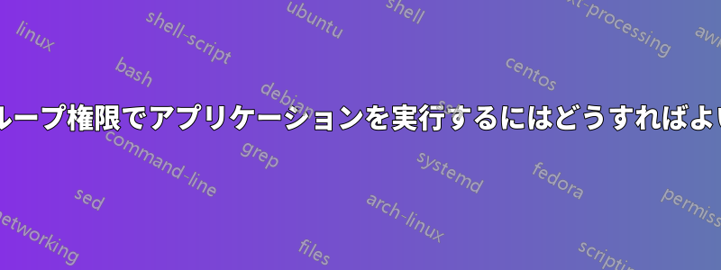 特定のグループ権限でアプリケーションを実行するにはどうすればよいですか?