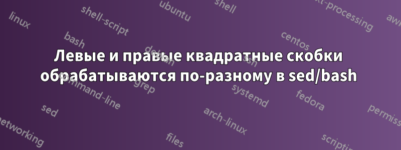 Левые и правые квадратные скобки обрабатываются по-разному в sed/bash