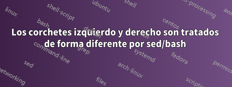 Los corchetes izquierdo y derecho son tratados de forma diferente por sed/bash