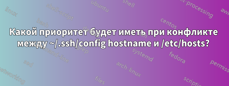 Какой приоритет будет иметь при конфликте между ~/.ssh/config hostname и /etc/hosts?
