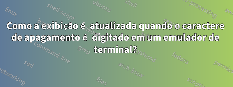 Como a exibição é atualizada quando o caractere de apagamento é digitado em um emulador de terminal?