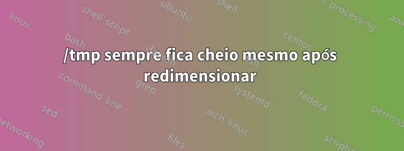 /tmp sempre fica cheio mesmo após redimensionar