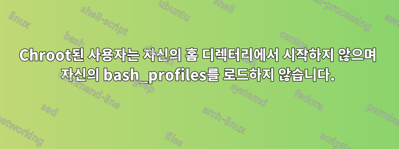 Chroot된 사용자는 자신의 홈 디렉터리에서 시작하지 않으며 자신의 bash_profiles를 로드하지 않습니다.