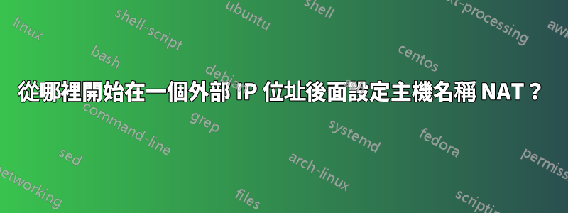 從哪裡開始在一個外部 IP 位址後面設定主機名稱 NAT？