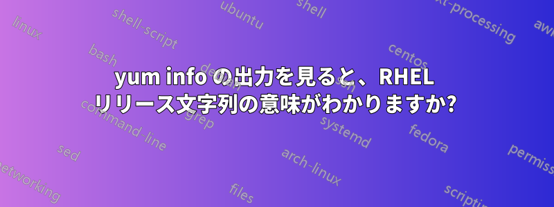 yum info の出力を見ると、RHEL リリース文字列の意味がわかりますか?
