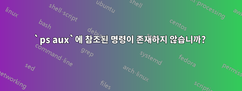 `ps aux`에 참조된 명령이 존재하지 않습니까?