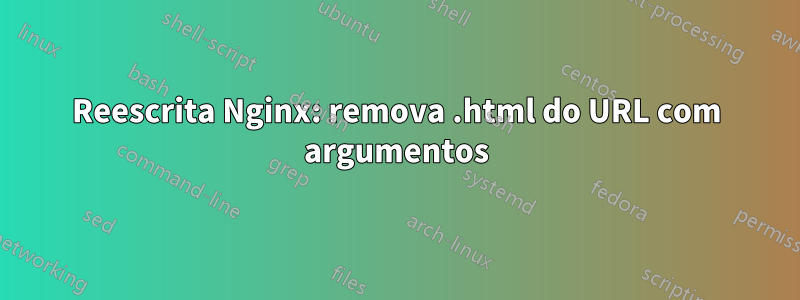Reescrita Nginx: remova .html do URL com argumentos