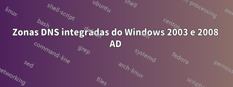 Zonas DNS integradas do Windows 2003 e 2008 AD