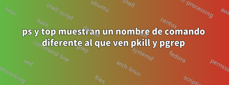 ps y top muestran un nombre de comando diferente al que ven pkill y pgrep