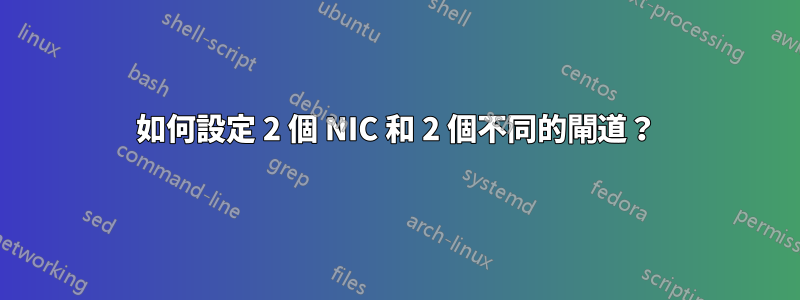 如何設定 2 個 NIC 和 2 個不同的閘道？