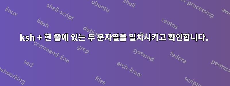 ksh + 한 줄에 있는 두 문자열을 일치시키고 확인합니다.