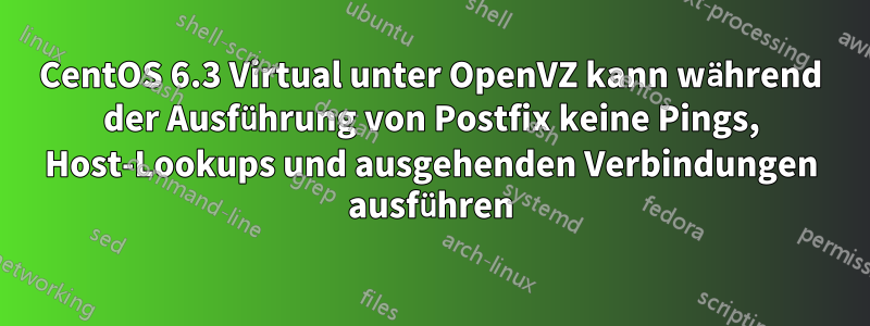 CentOS 6.3 Virtual unter OpenVZ kann während der Ausführung von Postfix keine Pings, Host-Lookups und ausgehenden Verbindungen ausführen