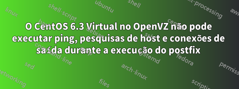 O CentOS 6.3 Virtual no OpenVZ não pode executar ping, pesquisas de host e conexões de saída durante a execução do postfix
