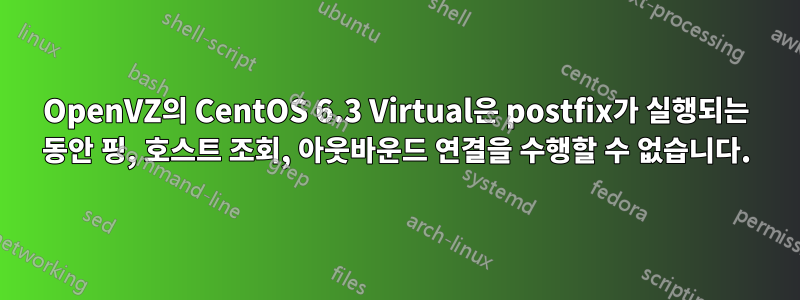 OpenVZ의 CentOS 6.3 Virtual은 postfix가 실행되는 동안 핑, 호스트 조회, 아웃바운드 연결을 수행할 수 없습니다.
