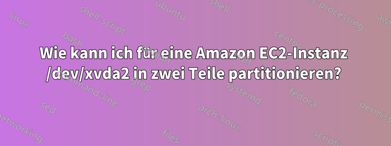 Wie kann ich für eine Amazon EC2-Instanz /dev/xvda2 in zwei Teile partitionieren?
