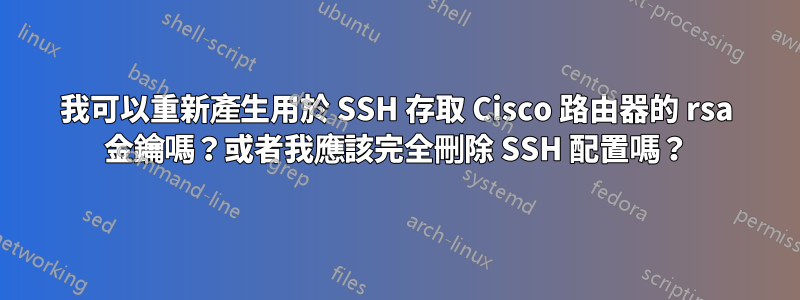 我可以重新產生用於 SSH 存取 Cisco 路由器的 rsa 金鑰嗎？或者我應該完全刪除 SSH 配置嗎？
