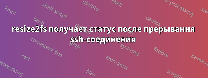resize2fs получает статус после прерывания ssh-соединения