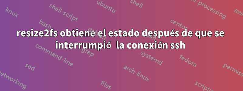 resize2fs obtiene el estado después de que se interrumpió la conexión ssh
