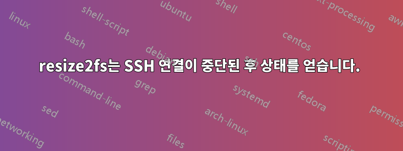 resize2fs는 SSH 연결이 중단된 후 상태를 얻습니다.