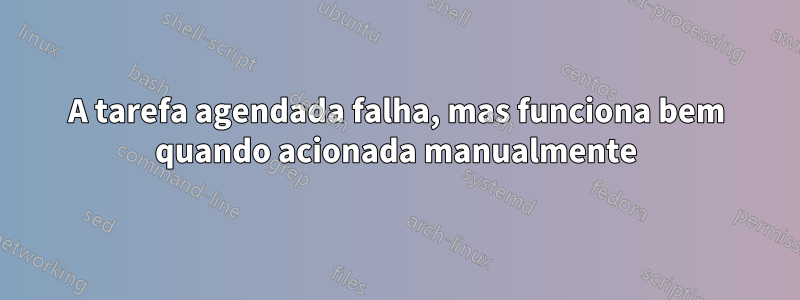 A tarefa agendada falha, mas funciona bem quando acionada manualmente