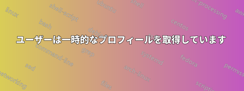 ユーザーは一時的なプロフィールを取得しています