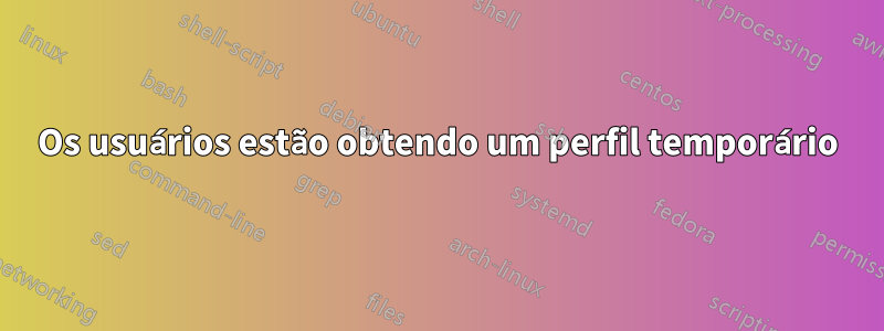 Os usuários estão obtendo um perfil temporário