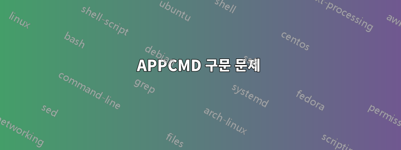 APPCMD 구문 문제