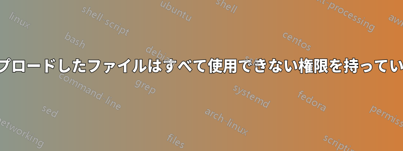 アップロードしたファイルはすべて使用できない権限を持っています