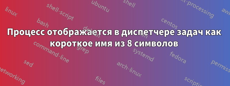 Процесс отображается в диспетчере задач как короткое имя из 8 символов