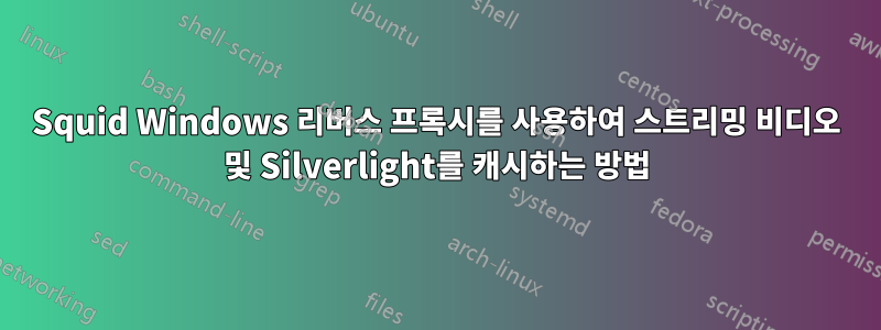 Squid Windows 리버스 프록시를 사용하여 스트리밍 비디오 및 Silverlight를 캐시하는 방법