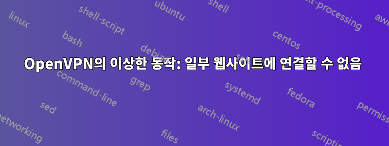 OpenVPN의 이상한 동작: 일부 웹사이트에 연결할 수 없음