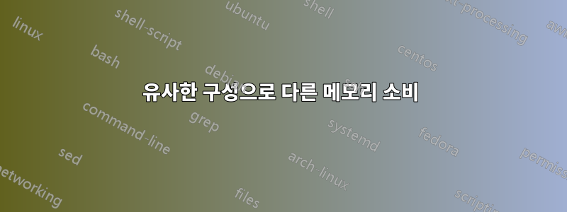 유사한 구성으로 다른 메모리 소비