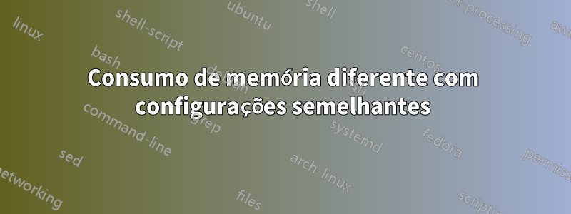 Consumo de memória diferente com configurações semelhantes
