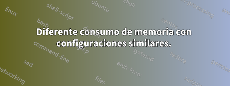 Diferente consumo de memoria con configuraciones similares.