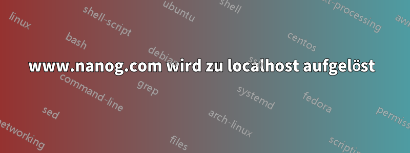 www.nanog.com wird zu localhost aufgelöst 