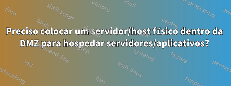 Preciso colocar um servidor/host físico dentro da DMZ para hospedar servidores/aplicativos?