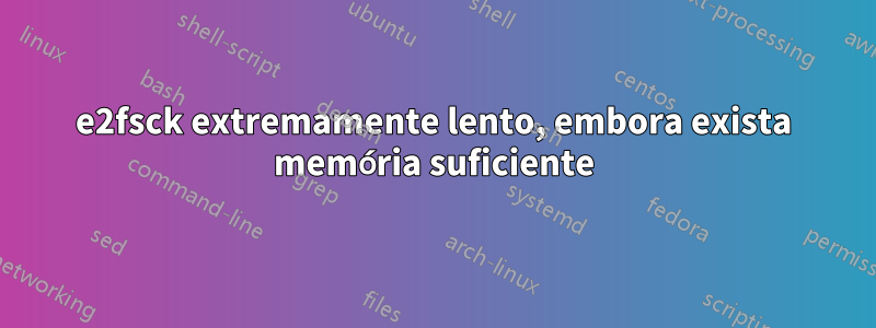 e2fsck extremamente lento, embora exista memória suficiente