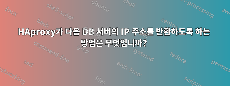 HAproxy가 다음 DB 서버의 IP 주소를 반환하도록 하는 방법은 무엇입니까?