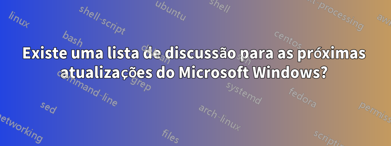 Existe uma lista de discussão para as próximas atualizações do Microsoft Windows?