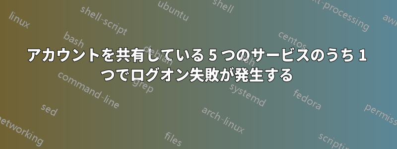 アカウントを共有している 5 つのサービスのうち 1 つでログオン失敗が発生する