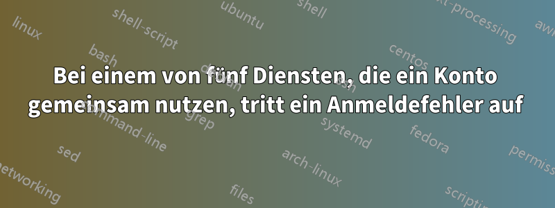 Bei einem von fünf Diensten, die ein Konto gemeinsam nutzen, tritt ein Anmeldefehler auf