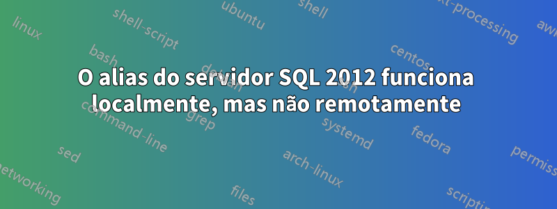 O alias do servidor SQL 2012 funciona localmente, mas não remotamente